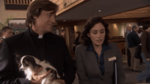 There's also a tiny dog. It's not his. 