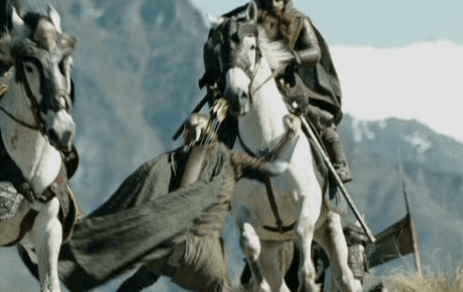 He jumps right onto the horse!