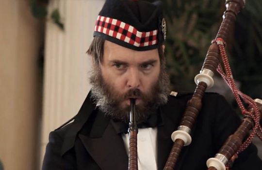 Universal Picture Will Forte is the bagpipe man.